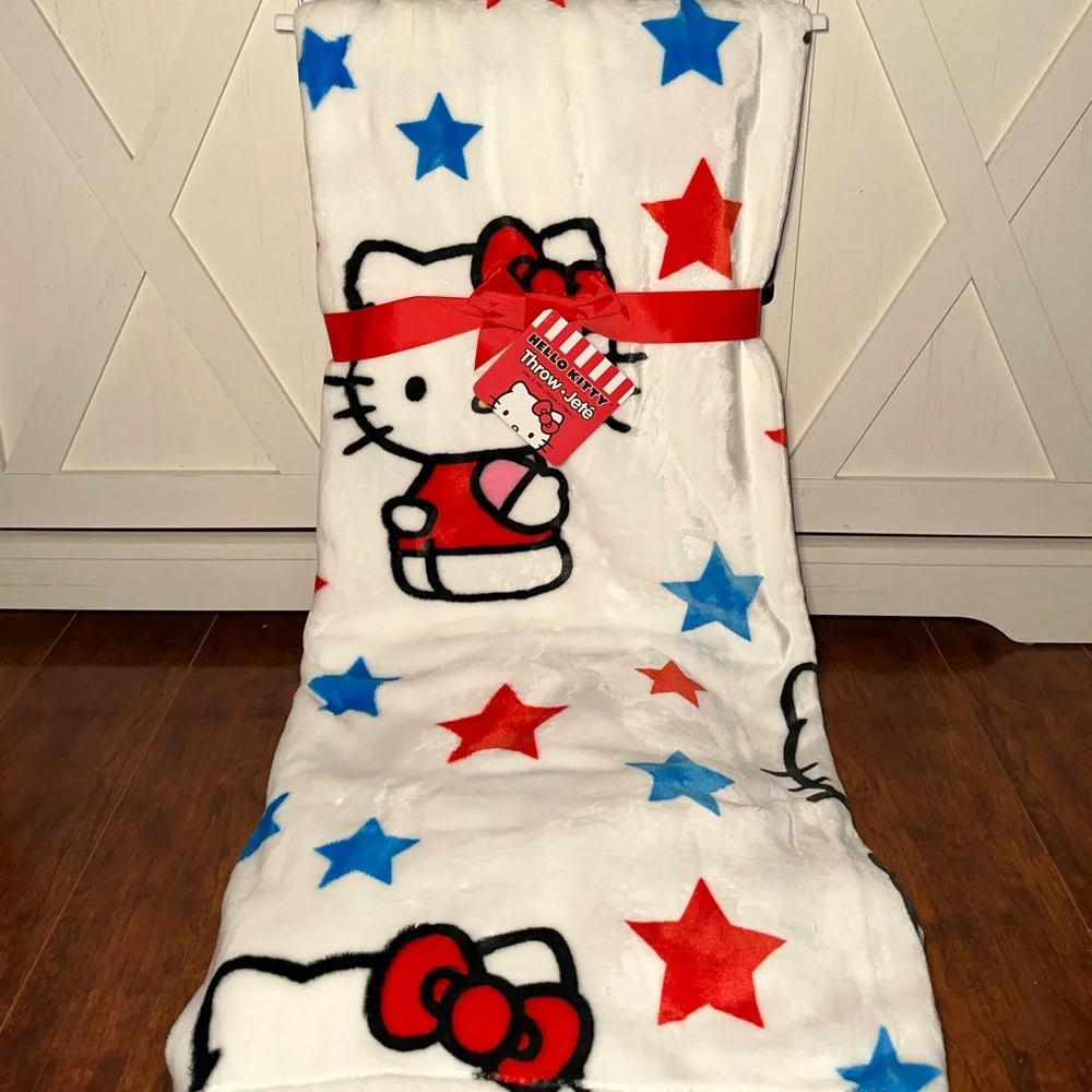 Hello Kitty Fourth of July Stars Plush Throw Blanket